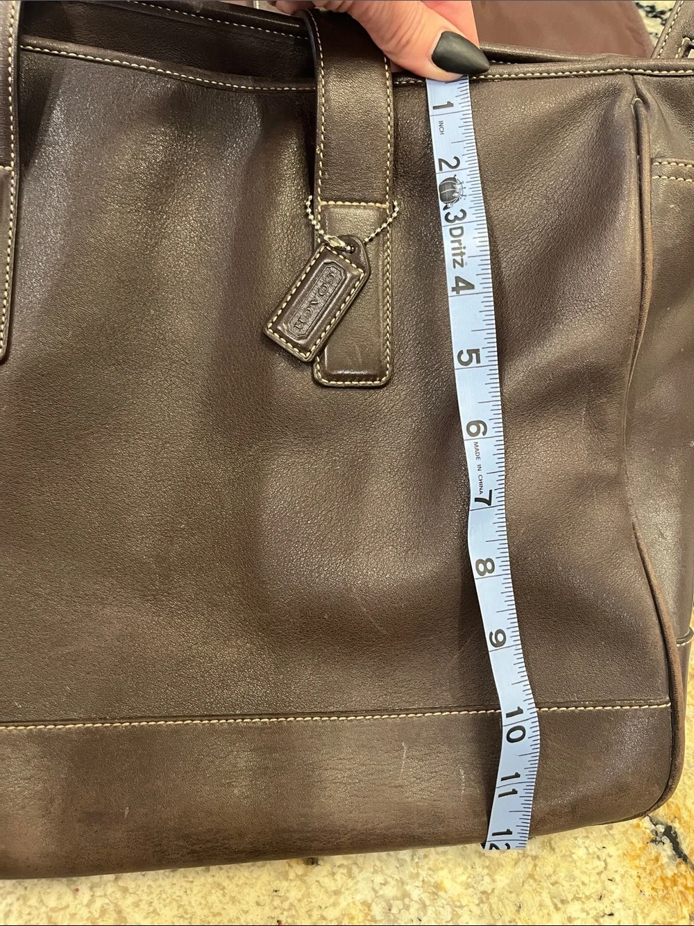 Vintage Coach Leather Hampton Tote Bag in Dark Brown